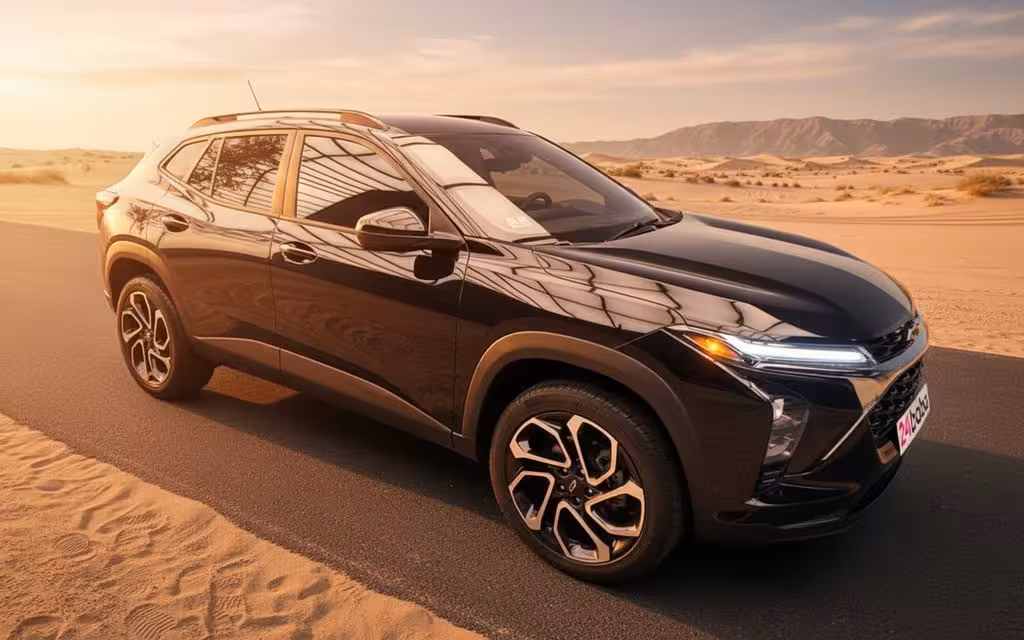 Chevrolet Trax 2024 Black side profile – rental in Dubai