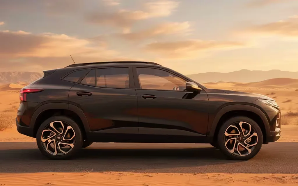 Chevrolet Trax 2024 Black side profile – rental in Dubai