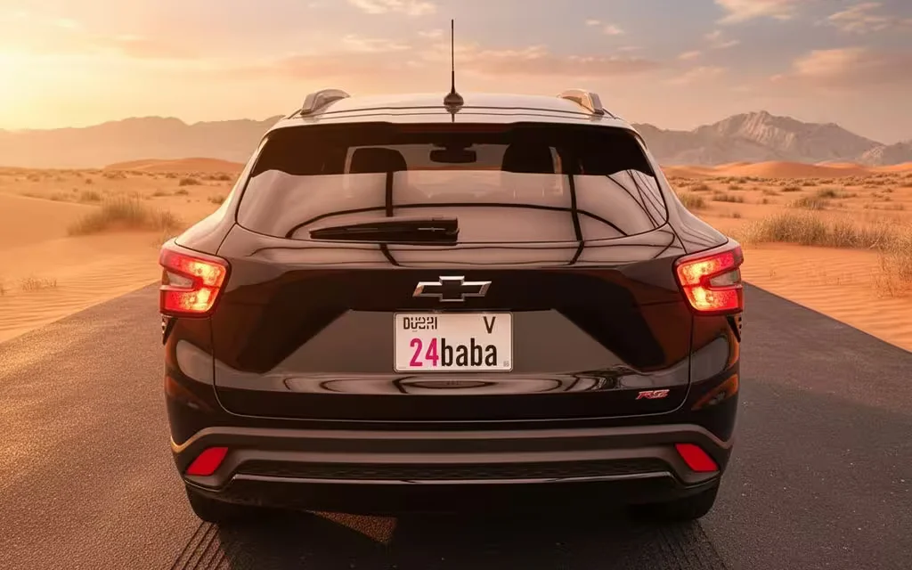 Chevrolet Trax 2024 Black rear view showing taillights – rental in Dubai