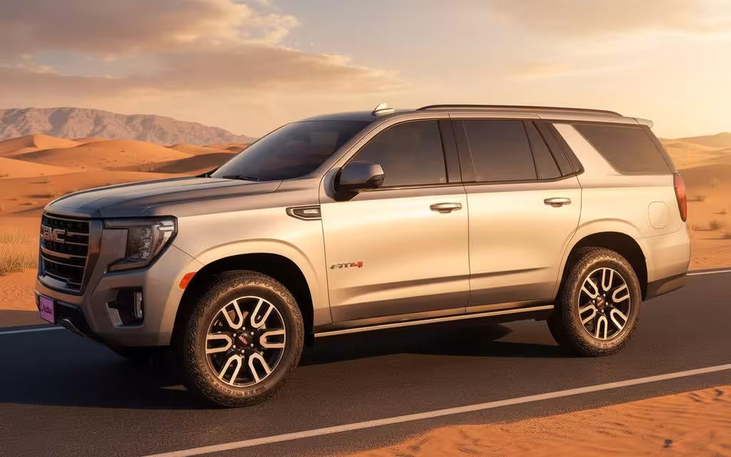 Gmc Yukon 2024 Silver side profile – rental in Dubai