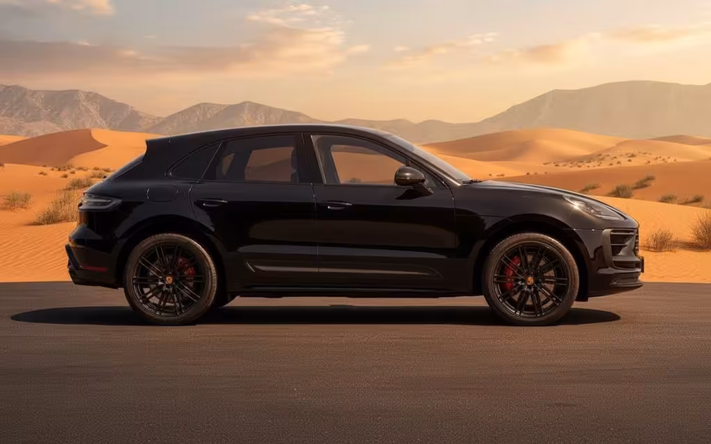 Porsche Macan 2023 Black side profile – rental in Dubai