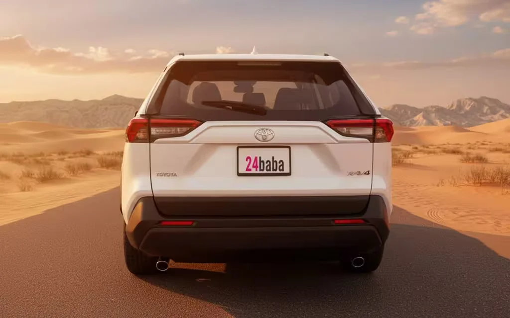 Toyota Rav4 2024 White front view with headlights – rental in Dubai