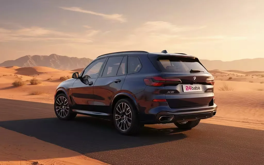 Bmw X5 2025 Blue rear view showing taillights – rental in Dubai