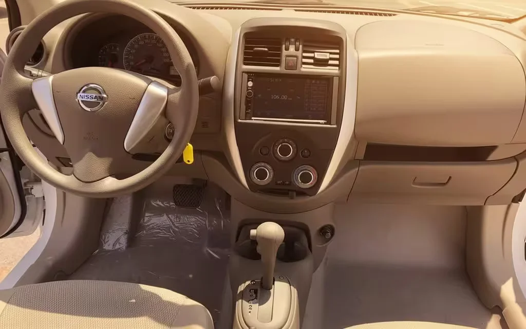 Nissan Sunny 2022 interior view showing trim – rental in Dubai