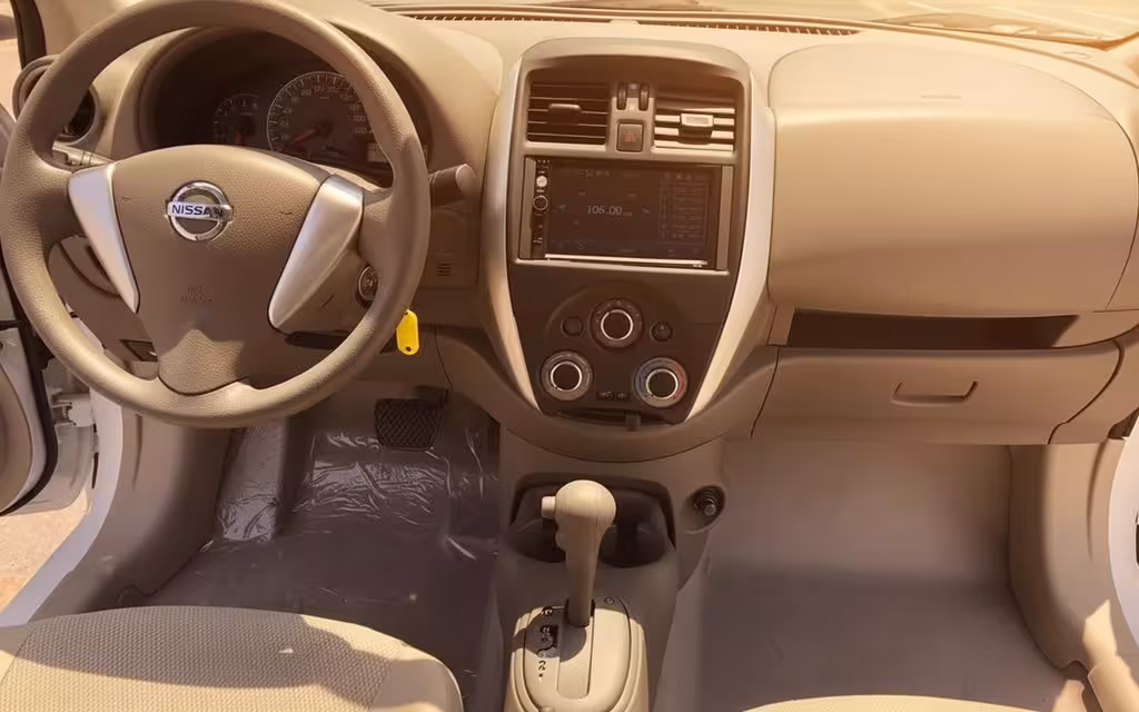 Nissan Sunny 2022 interior view showing trim – rental in Dubai
