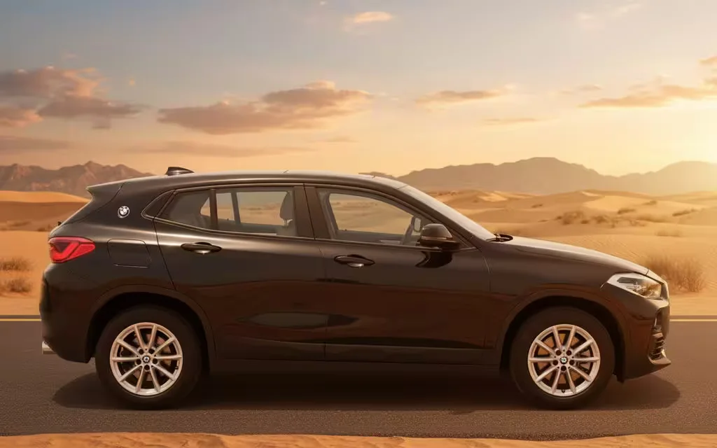 Bmw X2 2023 Black side profile – rental in Dubai