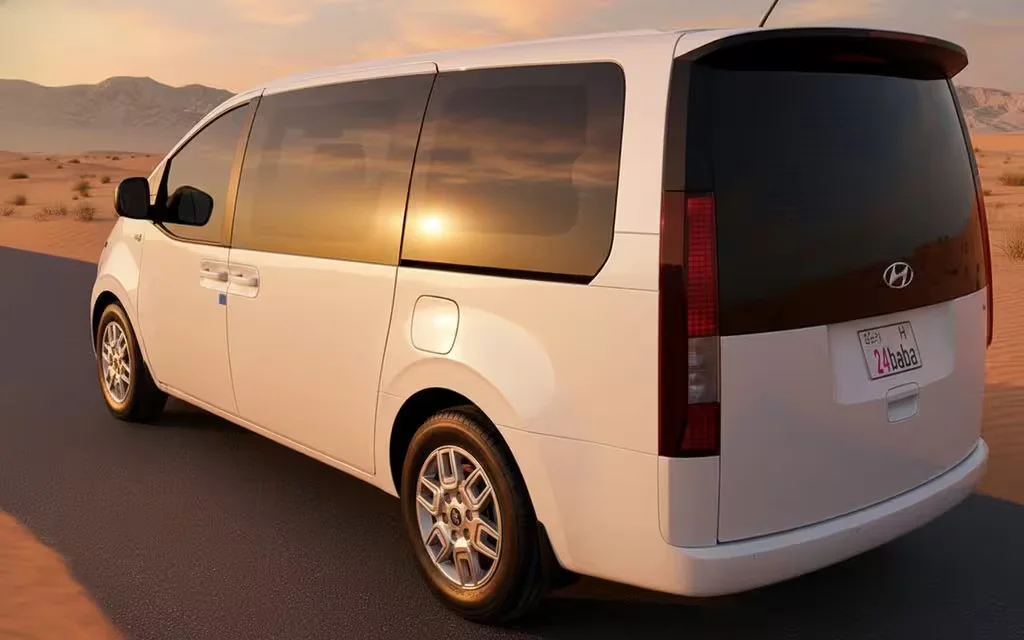 Hyundai Staria 2025 White rear view showing taillights – rental in Dubai