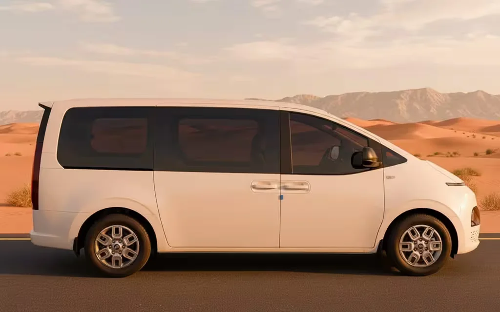 Hyundai Staria 2025 White side profile – rental in Dubai