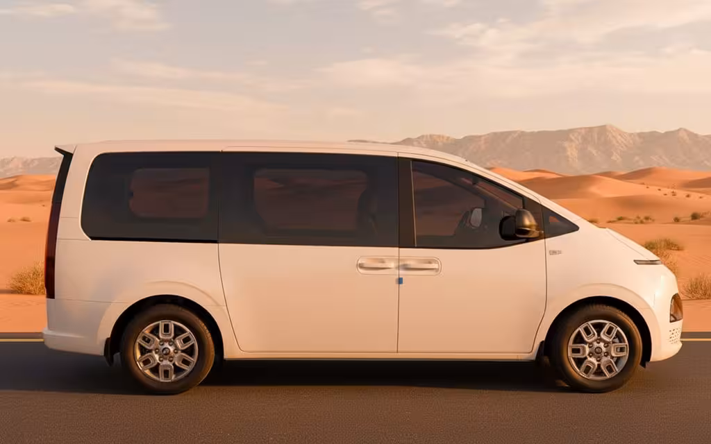 Hyundai Staria 2025 White side profile – rental in Dubai