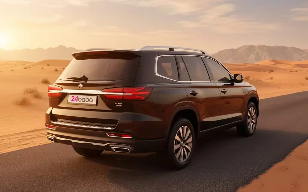 Mg Rx8 2022 Black rear view showing taillights – rental in Dubai