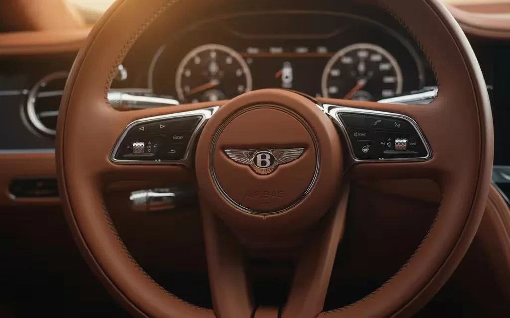 Bentley ContinentalFlyingSpur 2024 model badge close up – rental in Dubai