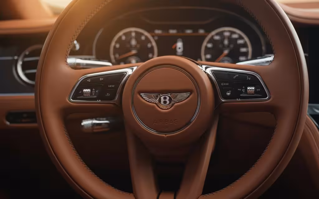Bentley ContinentalFlyingSpur 2024 model badge close up – rental in Dubai