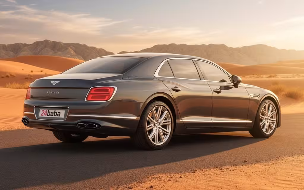 Bentley ContinentalFlyingSpur 2024 Grey rear view showing taillights – rental in Dubai