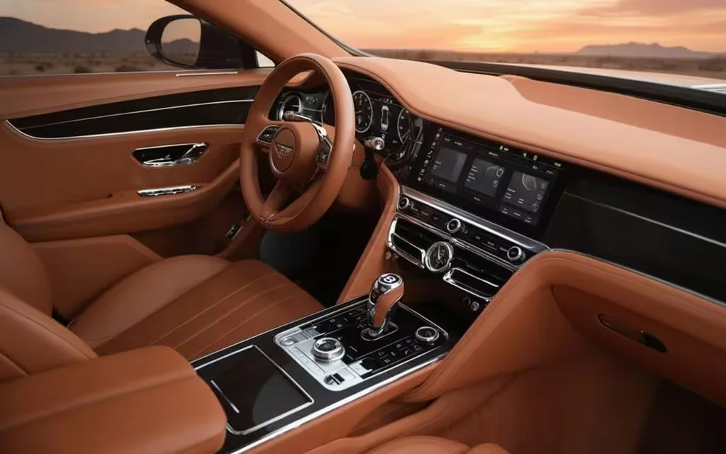 Bentley ContinentalFlyingSpur 2024 interior view showing trim – rental in Dubai