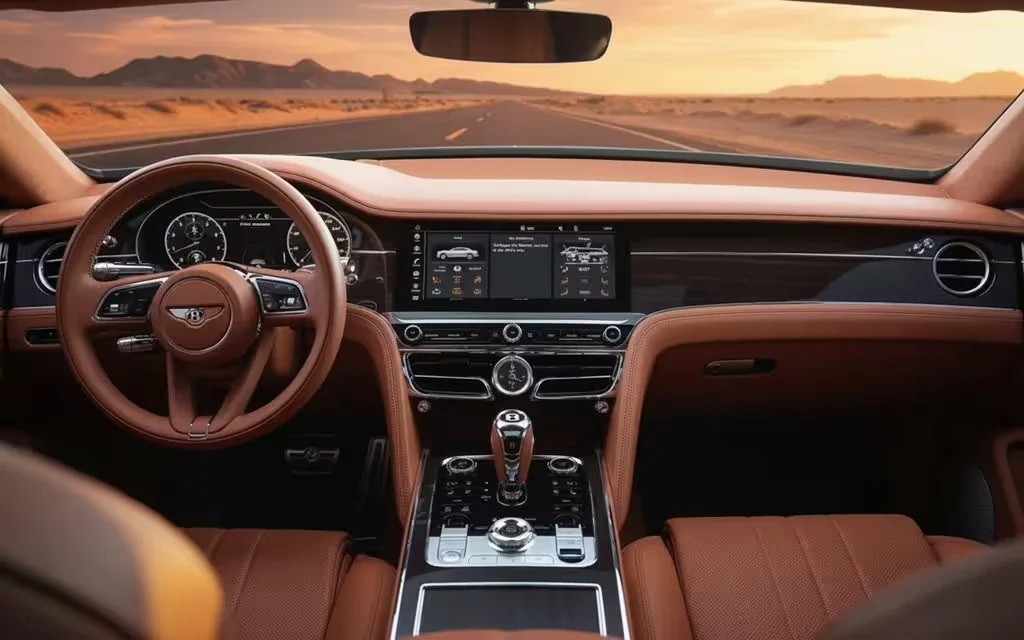 Bentley ContinentalFlyingSpur 2024 dashboard and infotainment – rental in Dubai