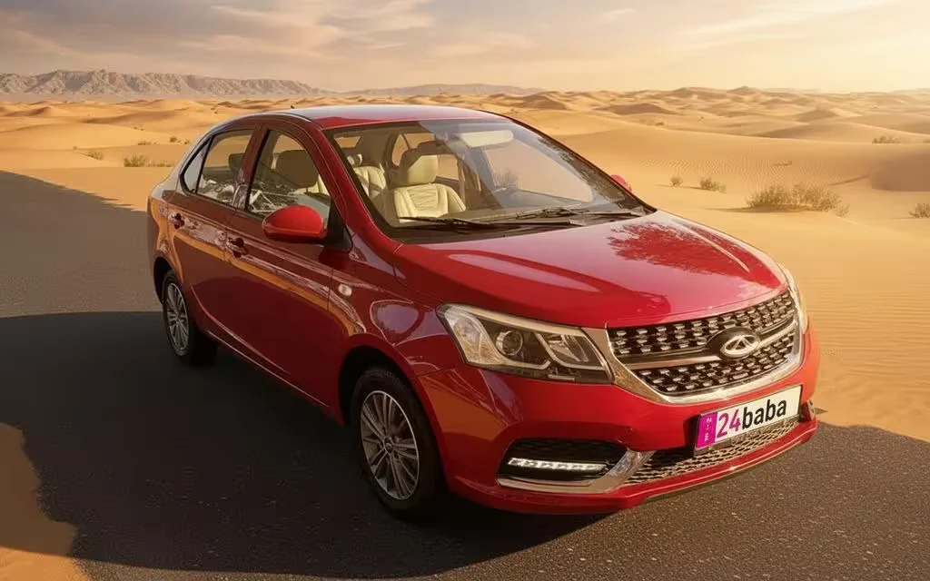 Chery Arrizo3 2020 Red front view with headlights – rental in Dubai