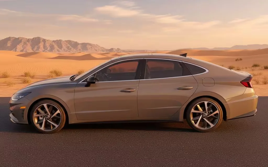 Hyundai Sonata 2022 Grey side profile – rental in Dubai