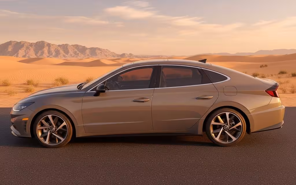 Hyundai Sonata 2022 Grey side profile – rental in Dubai