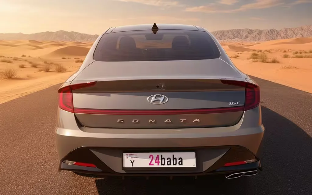 Hyundai Sonata 2022 Grey rear view showing taillights – rental in Dubai