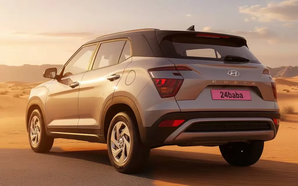Hyundai Creta 2023 Silver rear view showing taillights – rental in Dubai