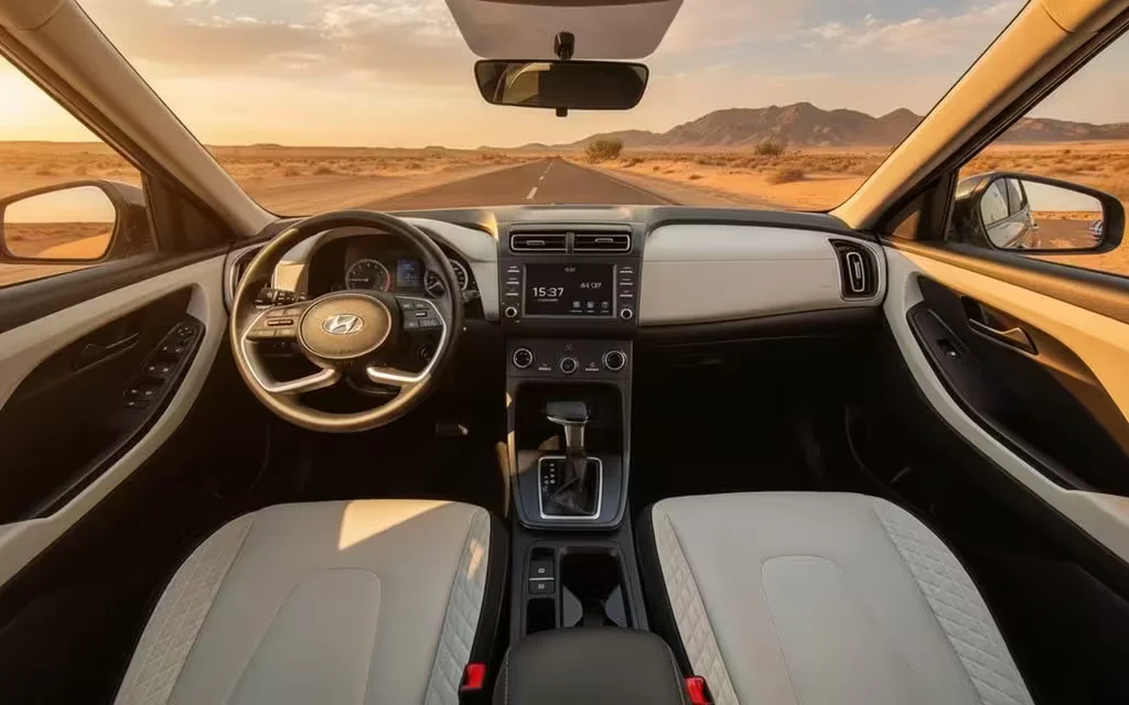 Hyundai Creta 2023 dashboard and infotainment – rental in Dubai