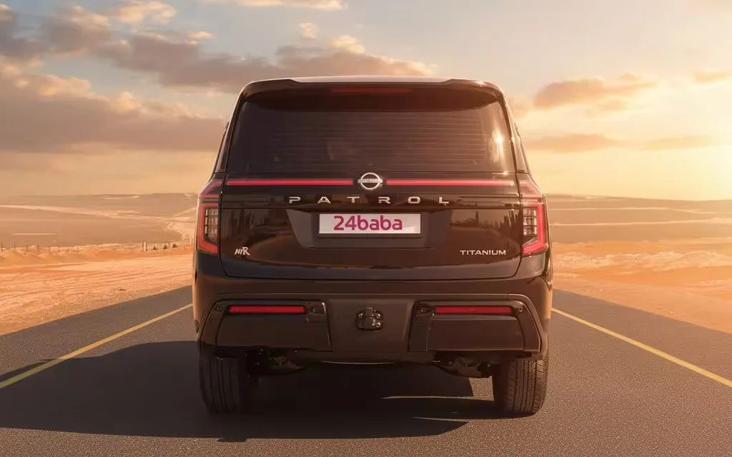 Nissan Patrol 2025 Black rear view showing taillights – rental in Dubai