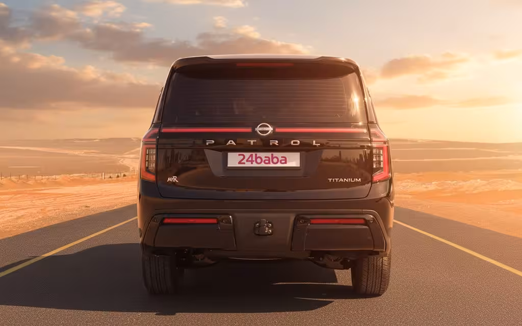 Nissan Patrol 2025 Black rear view showing taillights – rental in Dubai