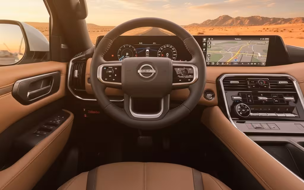 Nissan Patrol 2025 interior view showing trim – rental in Dubai