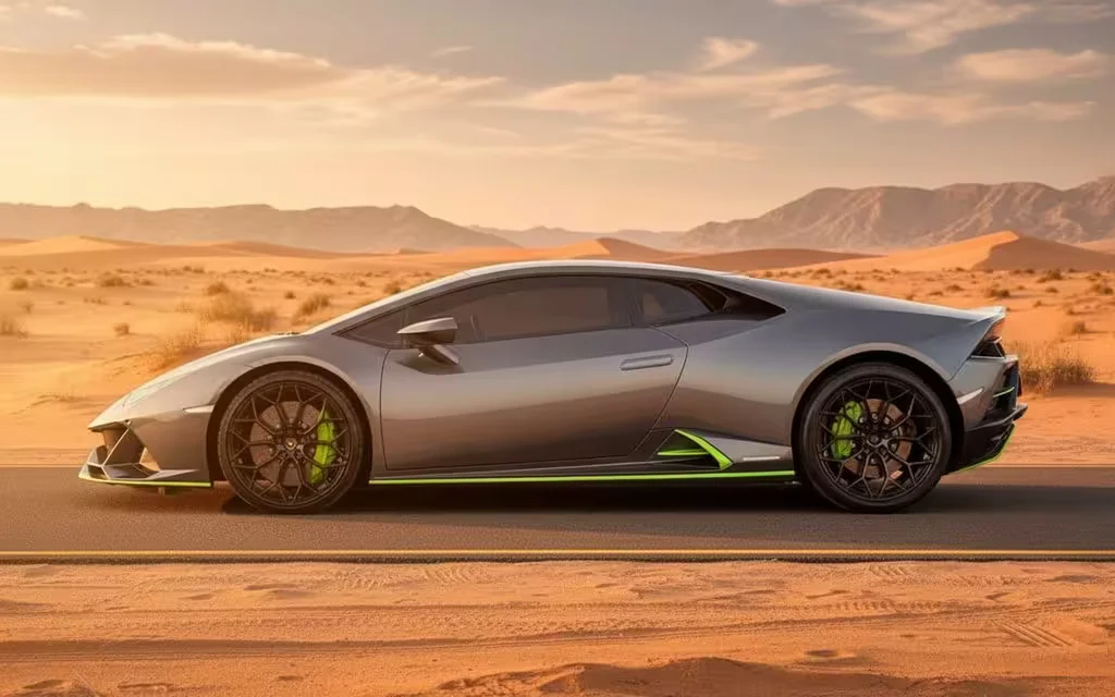 Lamborghini Huracan 2020 Grey side profile – rental in Dubai