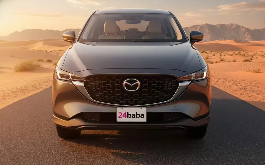 Mazda Cx 5 2024 Grey front view with headlights – rental in Dubai