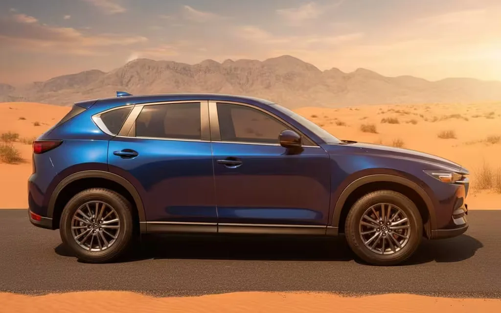 Mazda Cx 5 2024 Blue side profile – rental in Dubai