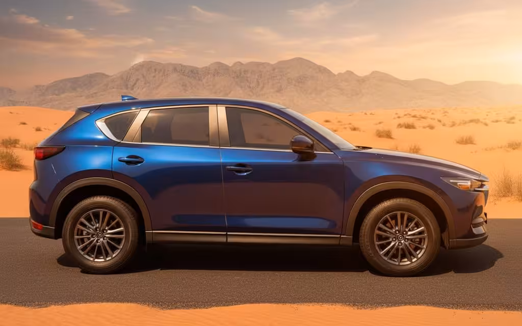 Mazda Cx 5 2024 Blue side profile – rental in Dubai