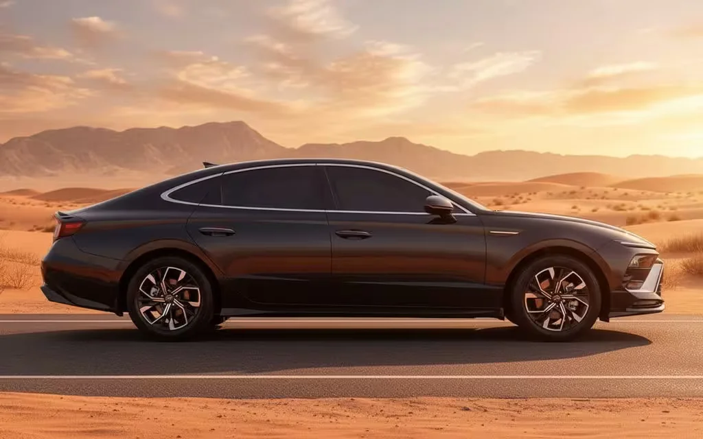 Hyundai Sonata 2024 Black side profile – rental in Dubai