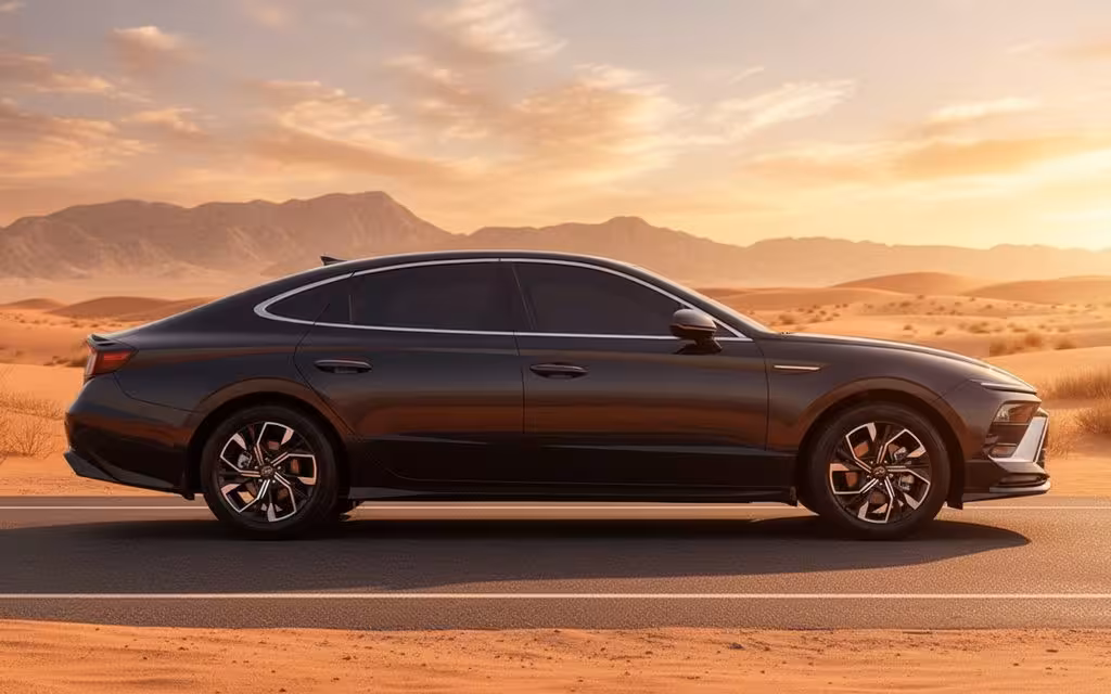 Hyundai Sonata 2024 Black side profile – rental in Dubai