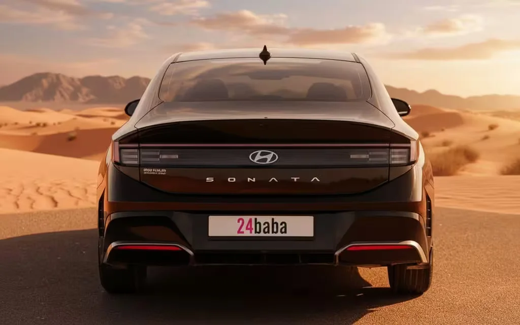 Hyundai Sonata 2024 Black rear view showing taillights – rental in Dubai