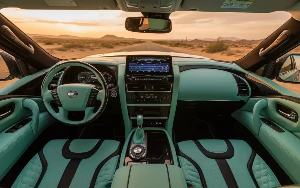 Nissan Patrol 2020 interior view showing trim – rental in Dubai