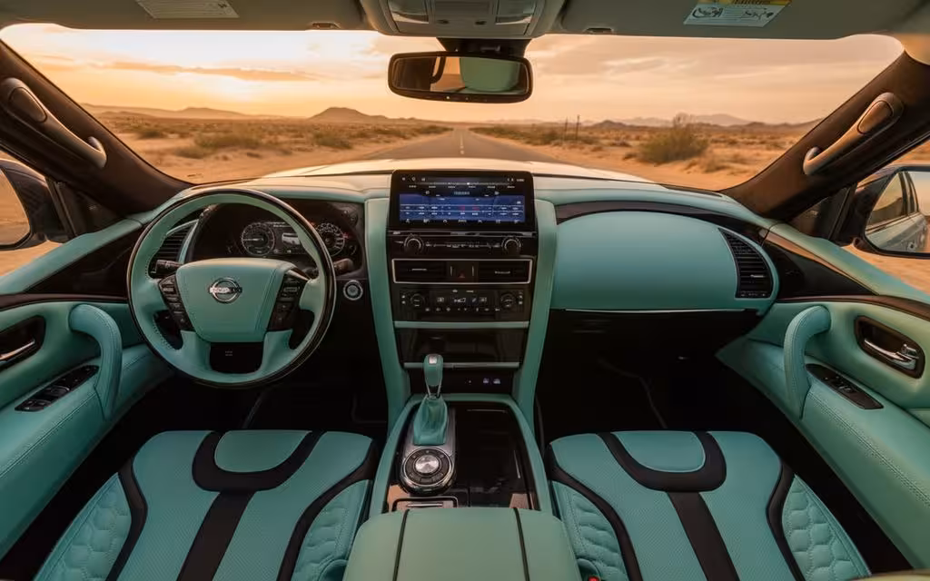 Nissan Patrol 2020 interior view showing trim – rental in Dubai