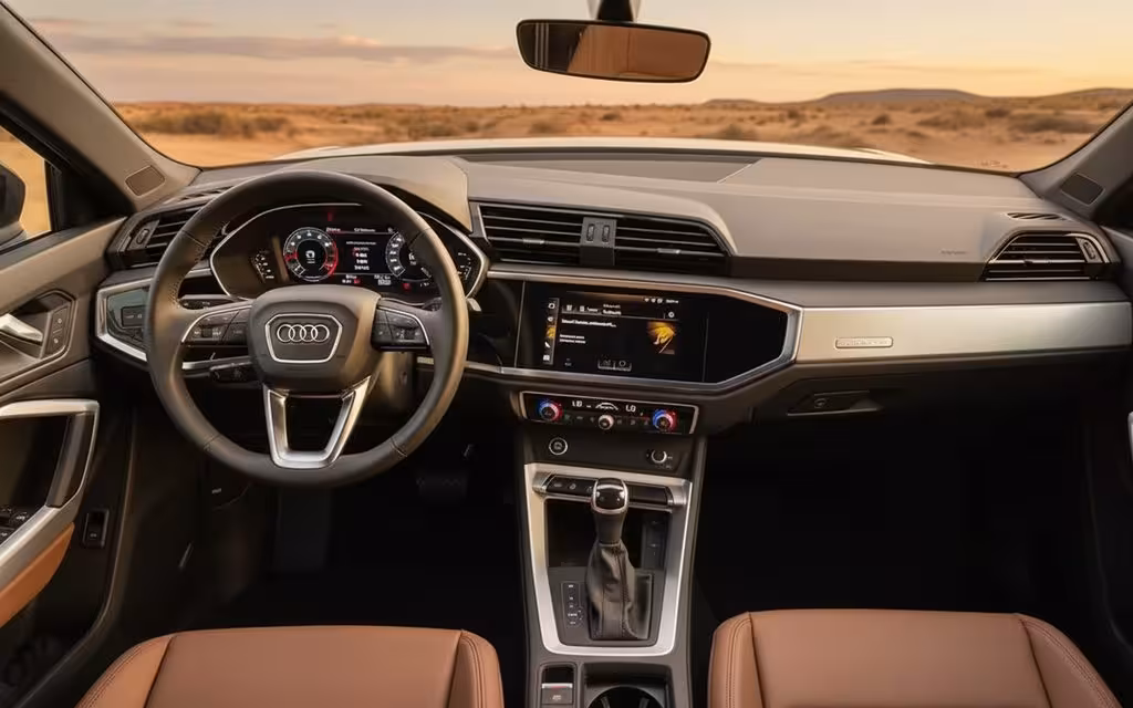 Audi Q3 2022 dashboard and infotainment – rental in Dubai