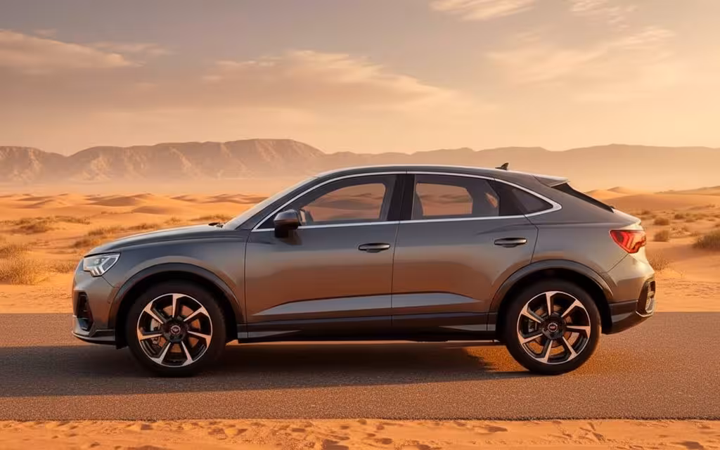 Audi Q3 2022 Grey side profile – rental in Dubai