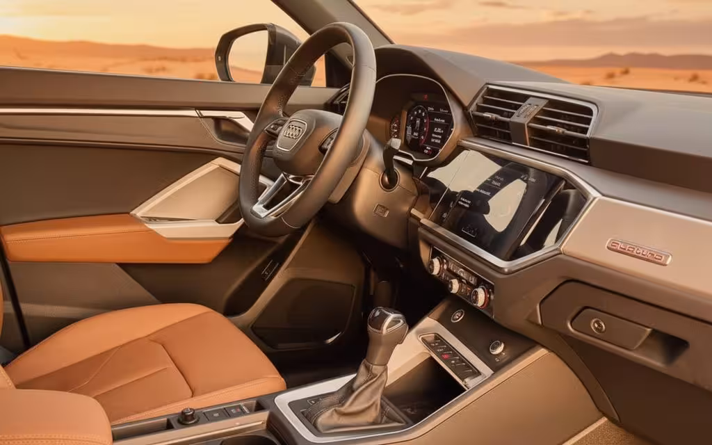 Audi Q3 2022 interior view showing trim – rental in Dubai