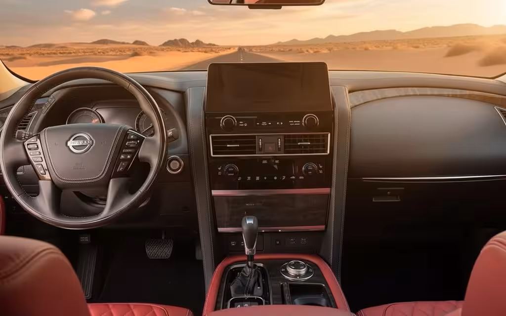 Nissan Patrol 2022 interior view showing trim – rental in Dubai