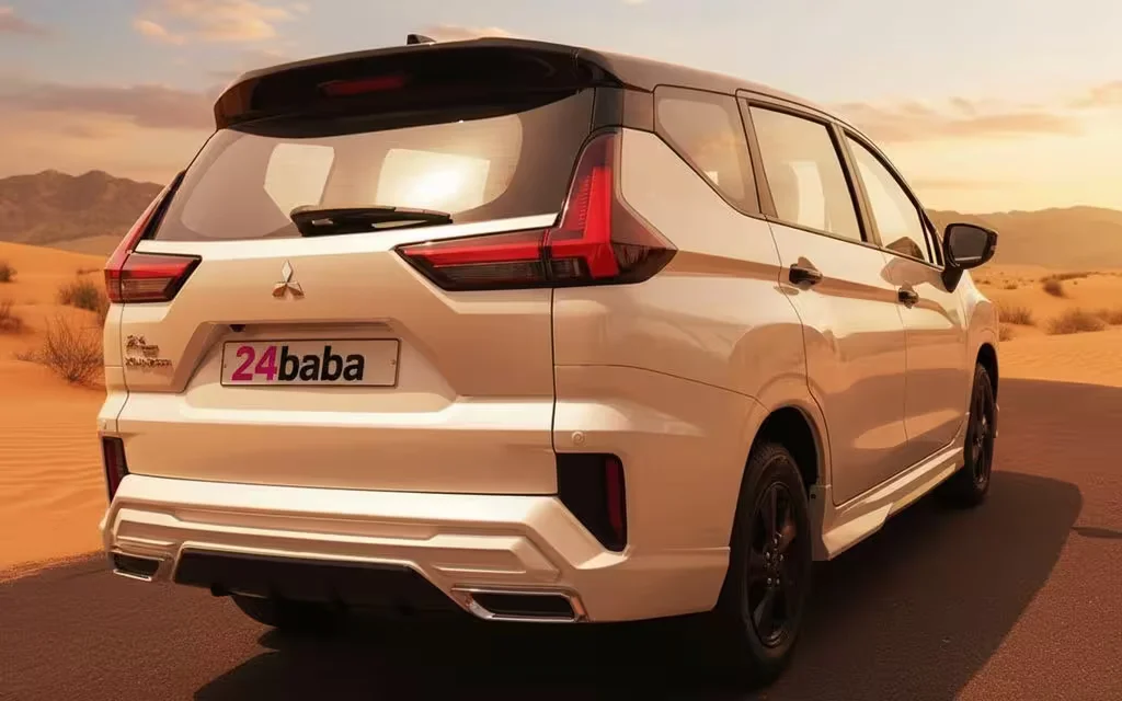 Mitsubishi Xpander 2024 White rear view showing taillights – rental in Dubai