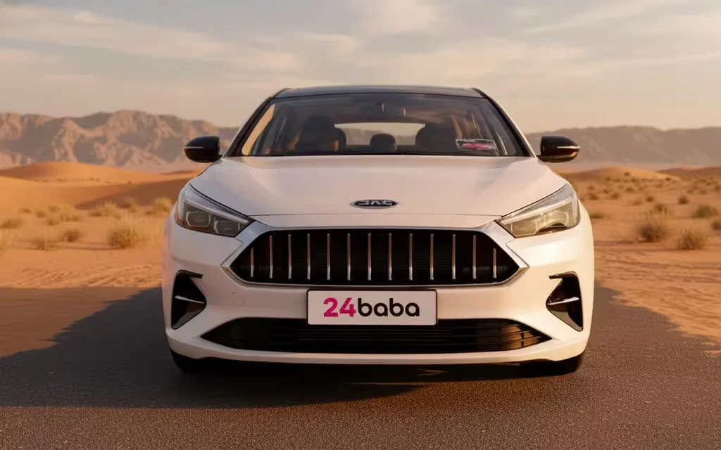 Jac J7 2025 White front view with headlights – rental in Dubai