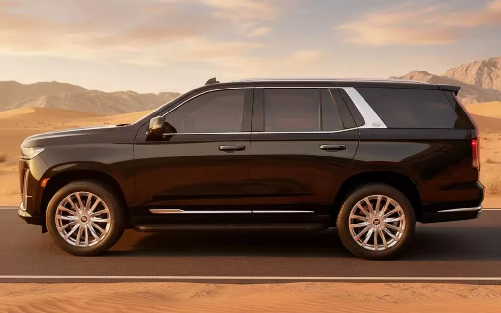 Cadillac Escalade 2021 Black side profile – rental in Dubai