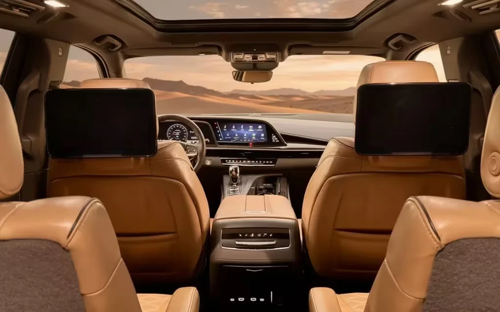 Cadillac Escalade 2021 interior view showing trim – rental in Dubai