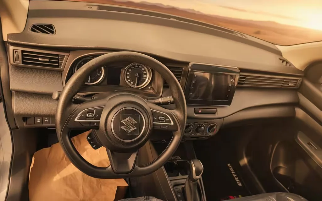Suzuki Ertiga 2023 interior view showing trim – rental in Dubai