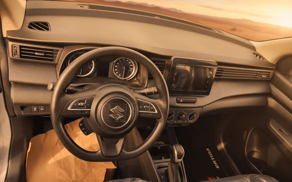 Suzuki Ertiga 2023 interior view showing trim – rental in Dubai