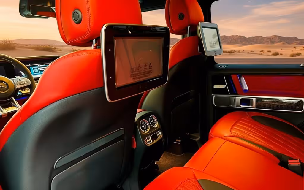 Mercedes G63 2022 interior view showing trim – rental in Dubai