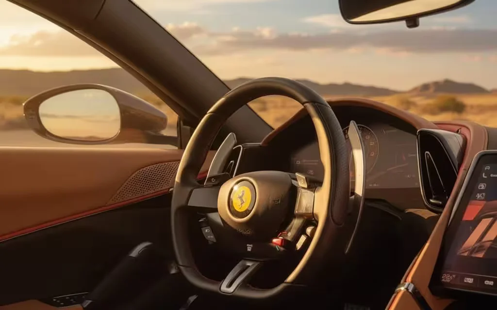 Ferrari Roma 2021 dashboard and infotainment – rental in Dubai