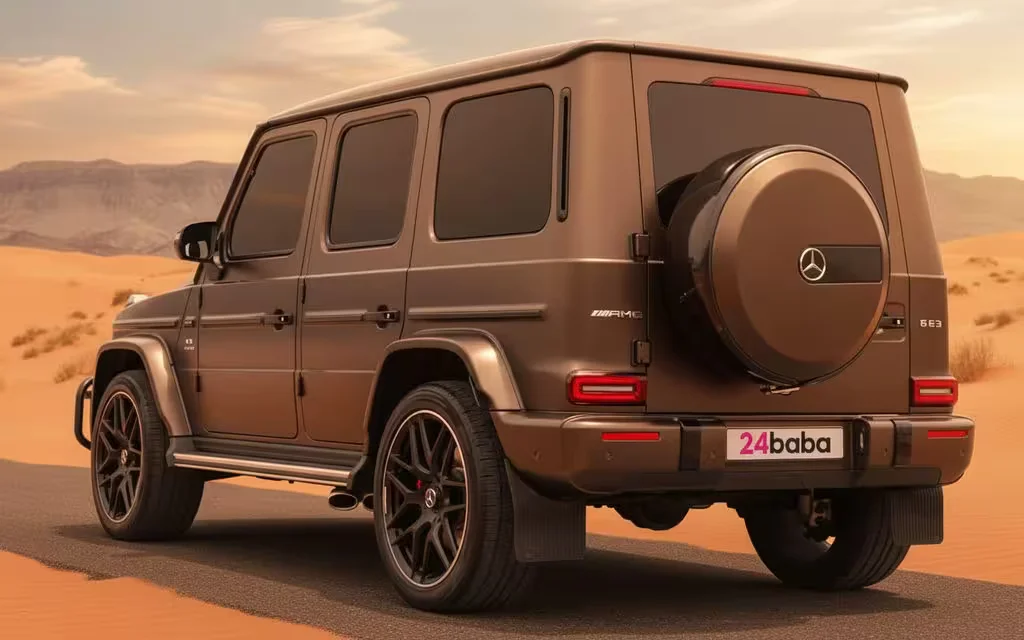 Mercedes G63 2024 Brown rear view showing taillights – rental in Dubai